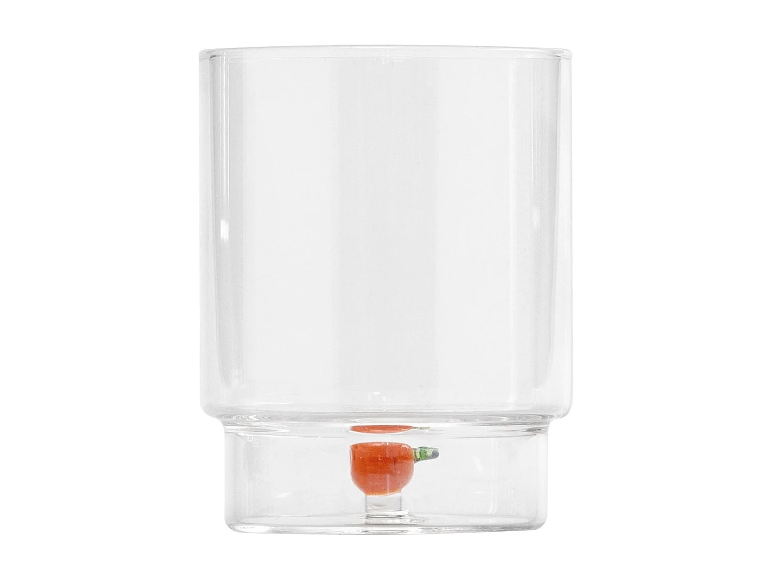 Zafferano Teca Frutta - Juego de 6 Vasos de Vidrio Borosilicato con Naranja - Vaso de 35 cl Doble Fondo Decorado a Mano, Fácilmente Lavable