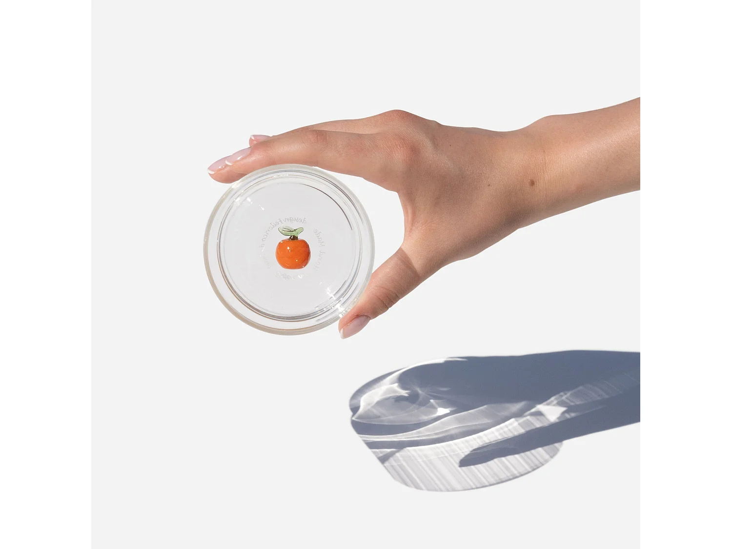 Zafferano Teca Frutta - Juego de 6 Vasos de Vidrio Borosilicato con Naranja - Vaso de 35 cl Doble Fondo Decorado a Mano, Fácilmente Lavable