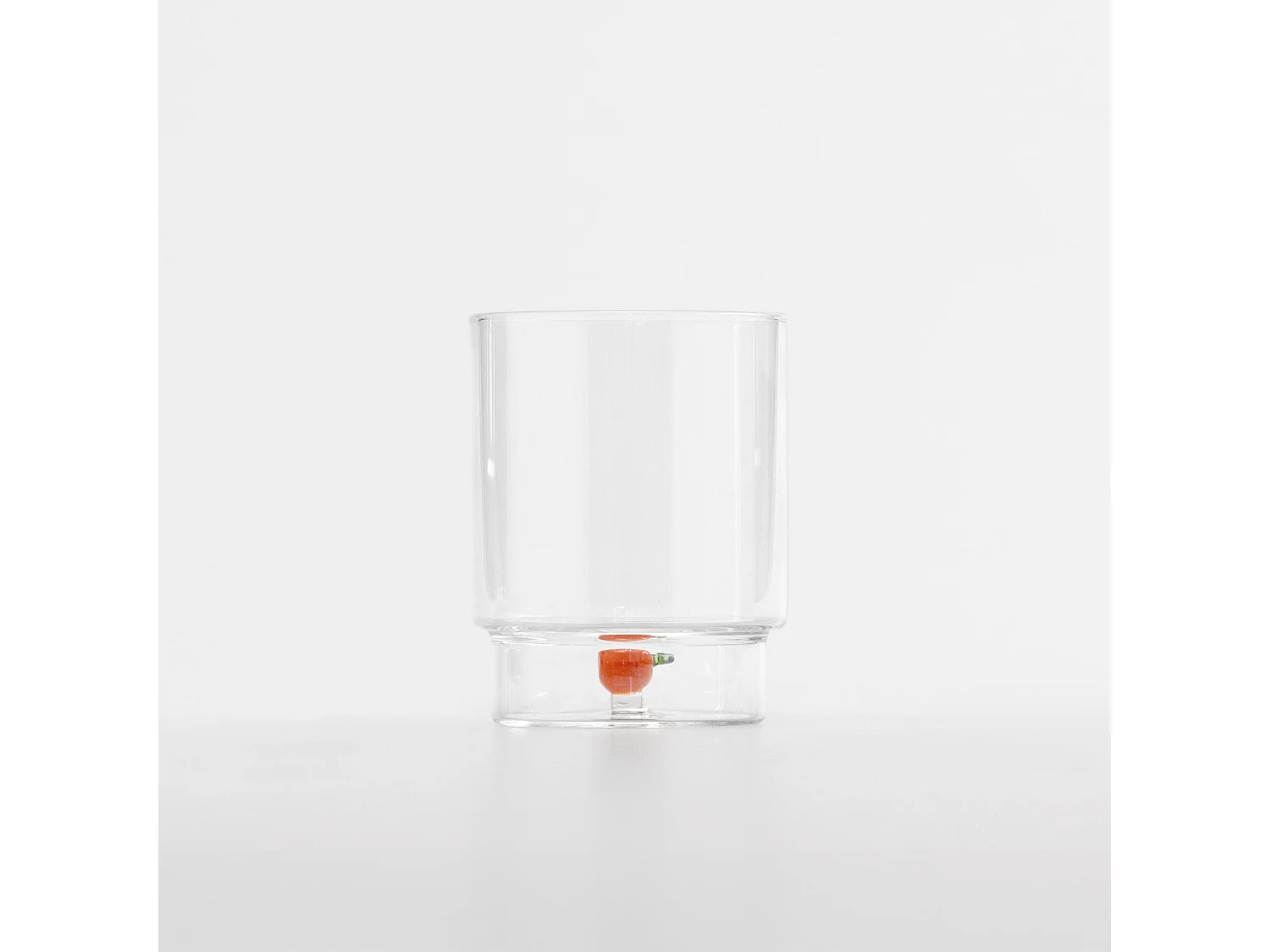 Zafferano Teca Frutta - Juego de 6 Vasos de Vidrio Borosilicato con Naranja - Vaso de 35 cl Doble Fondo Decorado a Mano, Fácilmente Lavable