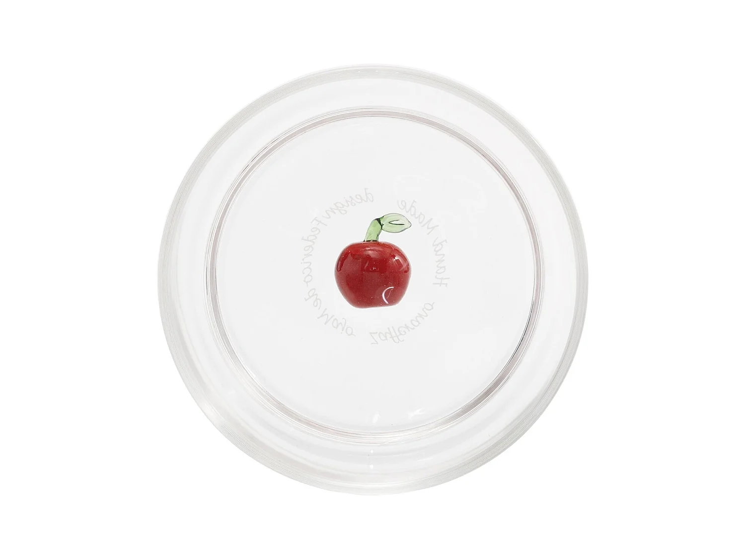 Zafferano Teca Frutta – Set mit 6 Gläsern aus Borosilikatglas mit Apfel – 35 cl Becher, doppelter Boden, handdekoriert, leicht waschbar