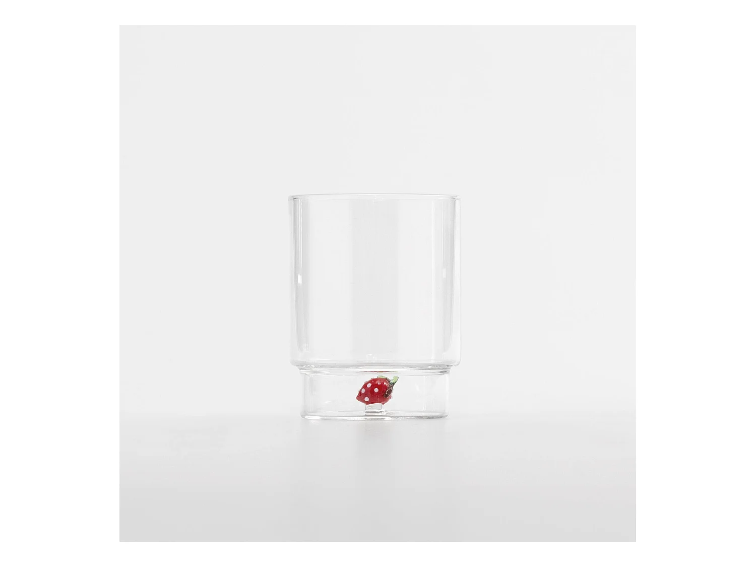 Zafferano Teca Frutta - Lot de 6 verres en verre borosilicate avec fraise - Gobelet 35 cl à double fond décoré à la main, facilement lavable