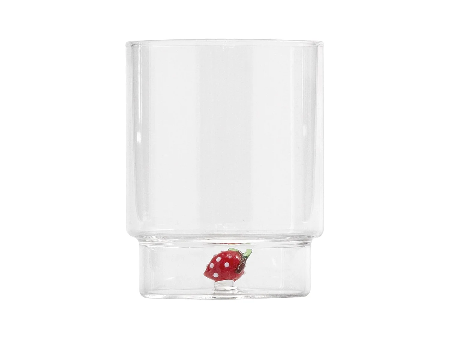 Zafferano Teca Frutta - Set van 6 glazen van borosilicaatglas met aardbeien - 35 cl Tumbler Dubbele bodem Handgedecoreerd, gemakkelijk afwasbaar