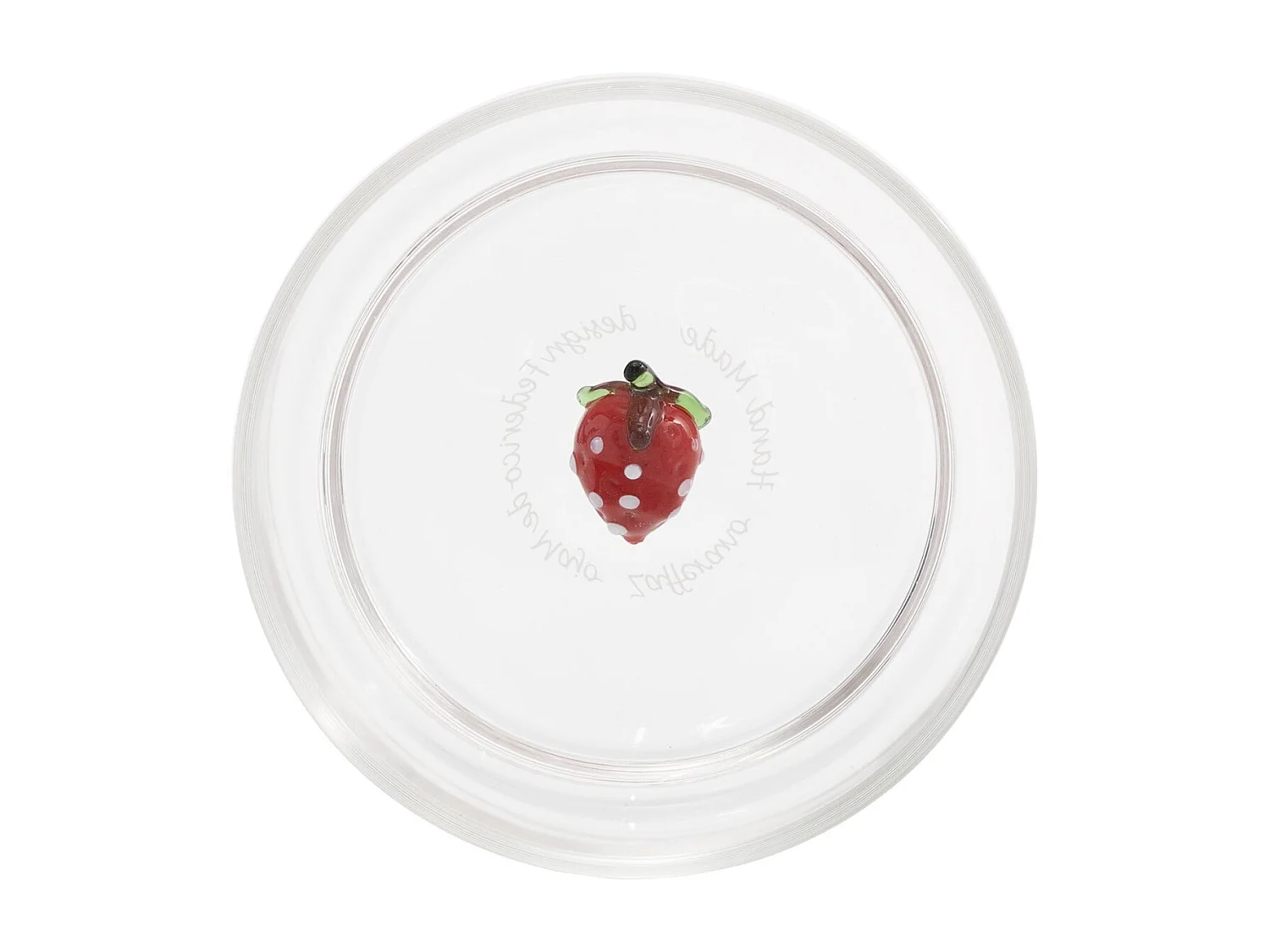 Zafferano Teca Frutta - Juego de 6 Vasos de Vidrio Borosilicato con Fresa - Vaso de 35 cl Doble Fondo Decorado a Mano, Fácilmente Lavable