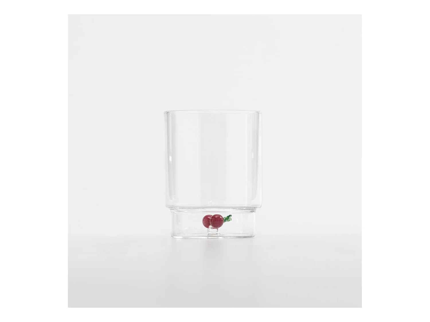 Zafferano Teca Frutta - Lot de 6 verres en verre borosilicate avec cerises - Gobelet 35 cl à double fond décoré à la main, facilement lavable