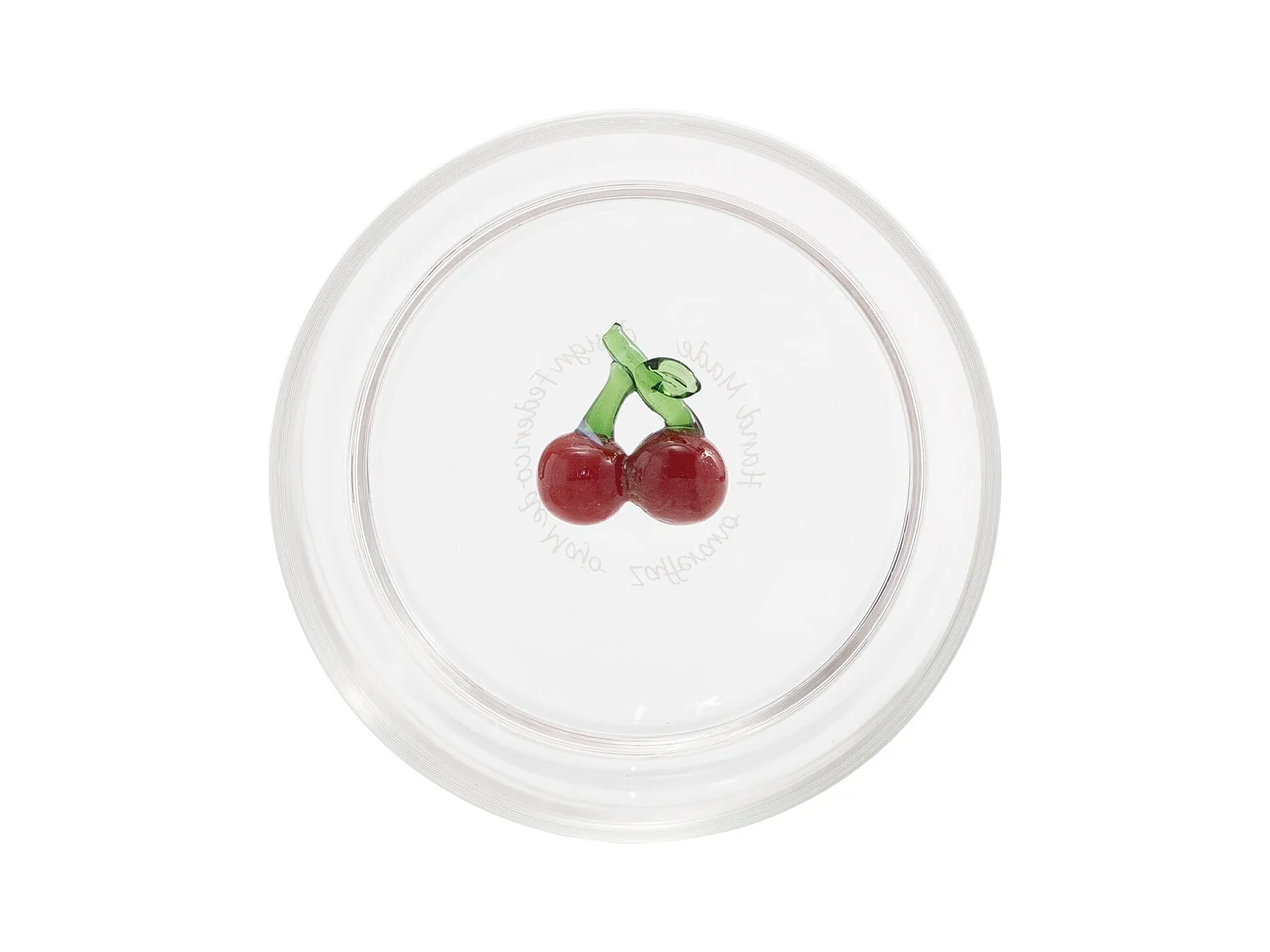 Zafferano Teca Frutta - Lot de 6 verres en verre borosilicate avec cerises - Gobelet 35 cl à double fond décoré à la main, facilement lavable