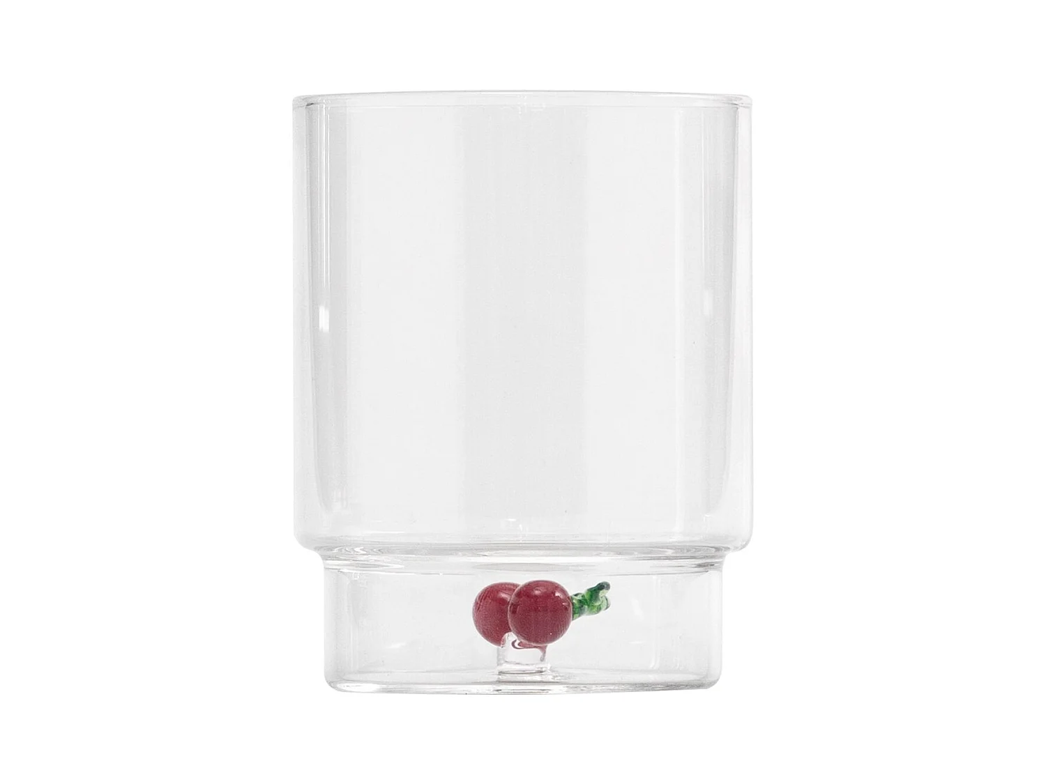Zafferano Teca Frutta - Set van 6 glazen van borosilicaatglas met kersen - 35 cl Tumbler Dubbele bodem Handgedecoreerd, gemakkelijk afwasbaar