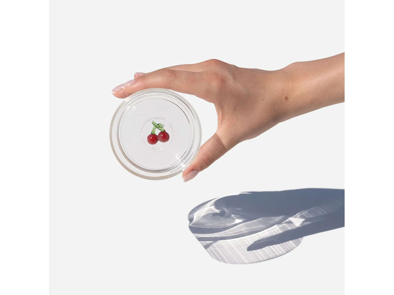 Zafferano Teca Frutta - Juego de 6 Vasos de Vidrio Borosilicato con Cerezas - Vaso de 35 cl con Doble Fondo Decorado a Mano, Fácilmente Lavable