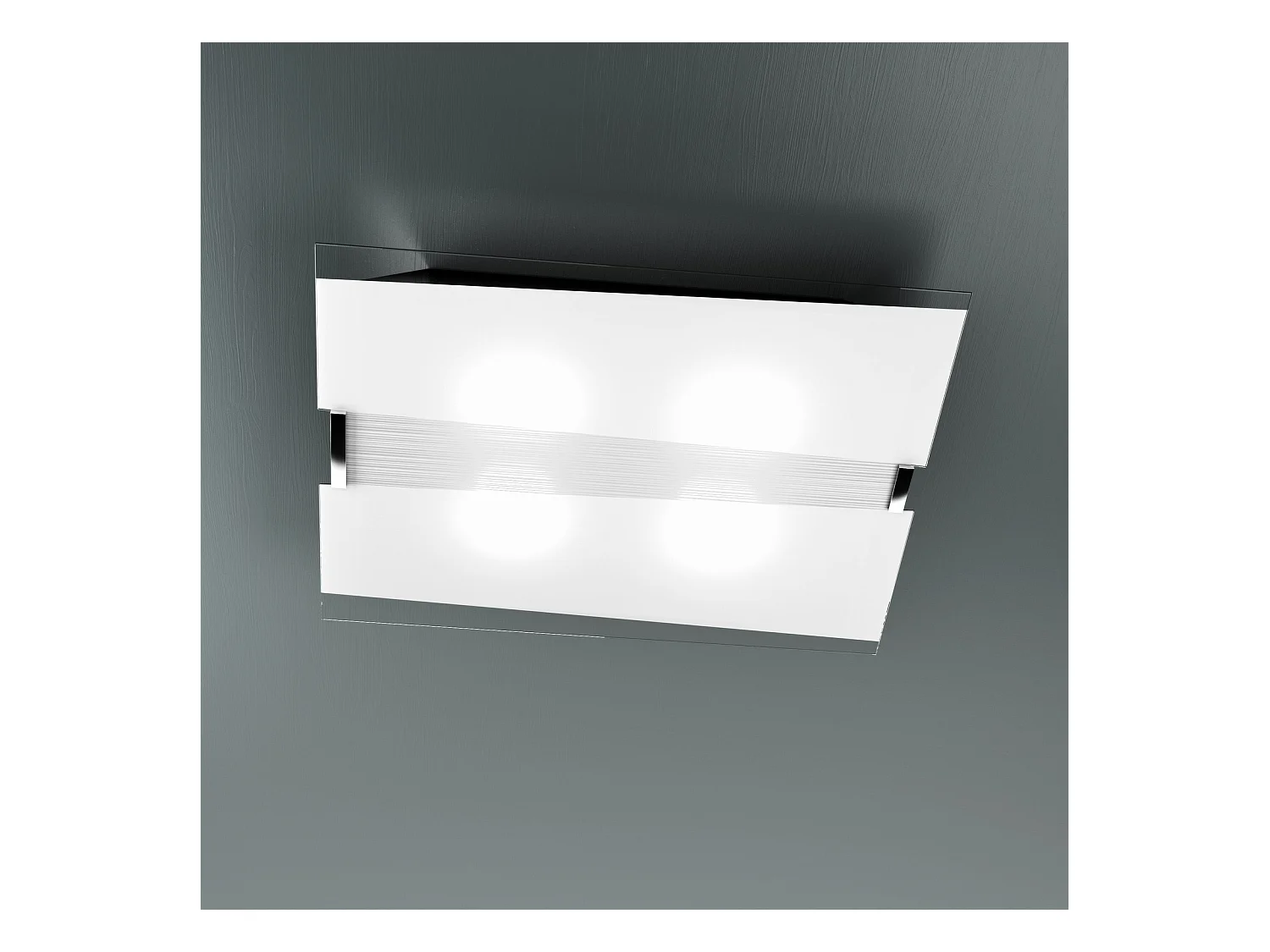 Plafonnier Toplight Mad 4 lumières avec douille E27, structure chromée et blanche, design moderne 70x50x10cm