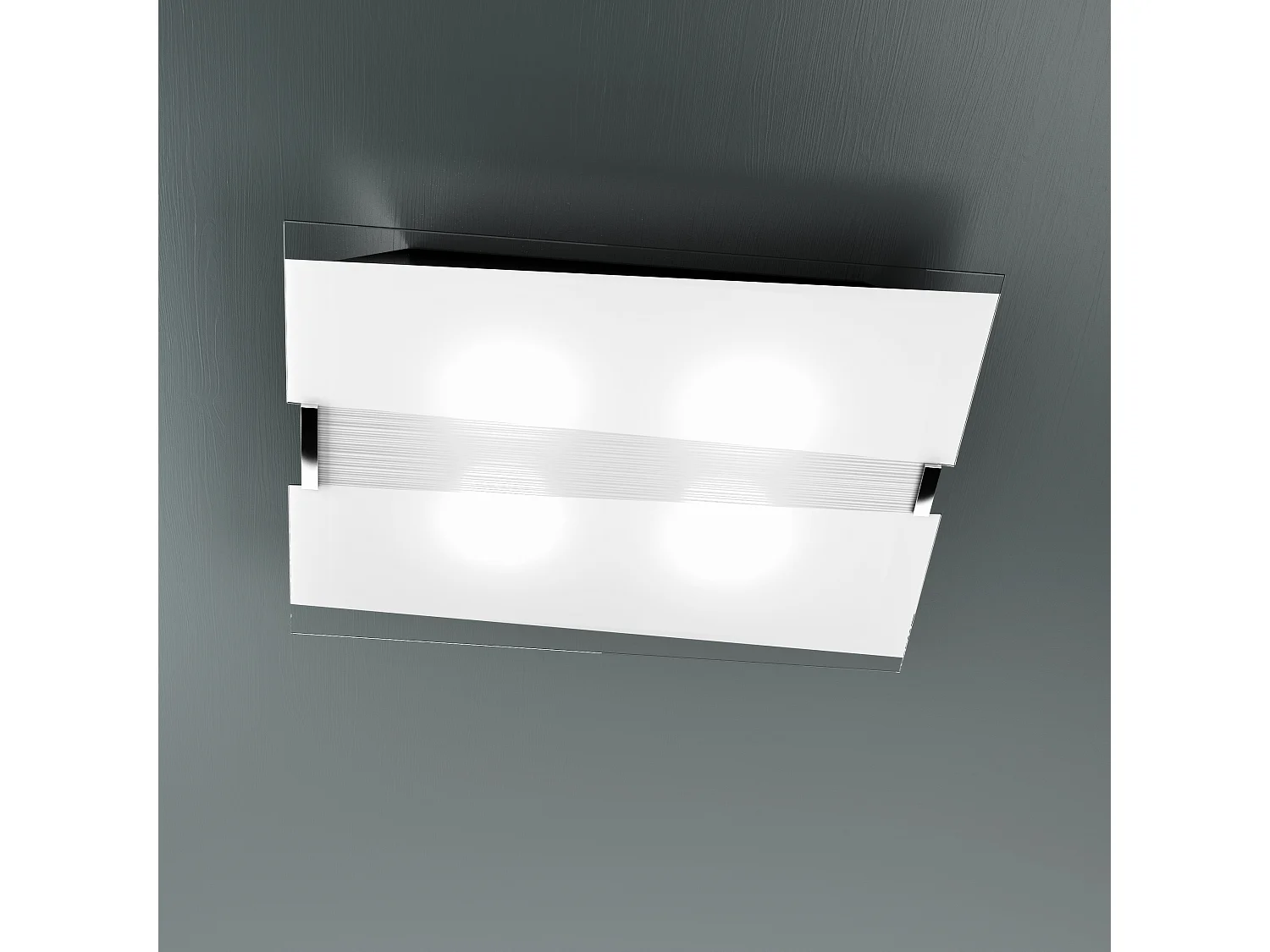 Toplight 4-lichts Mad plafondlamp met E27 fitting, chroom en witte structuur, modern design 70x50x10cm
