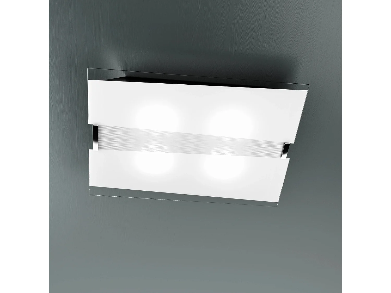 Lámpara de techo Toplight Mad de 4 luces con casquillo E27, estructura cromada y blanca, diseño moderno 70x50x10cm