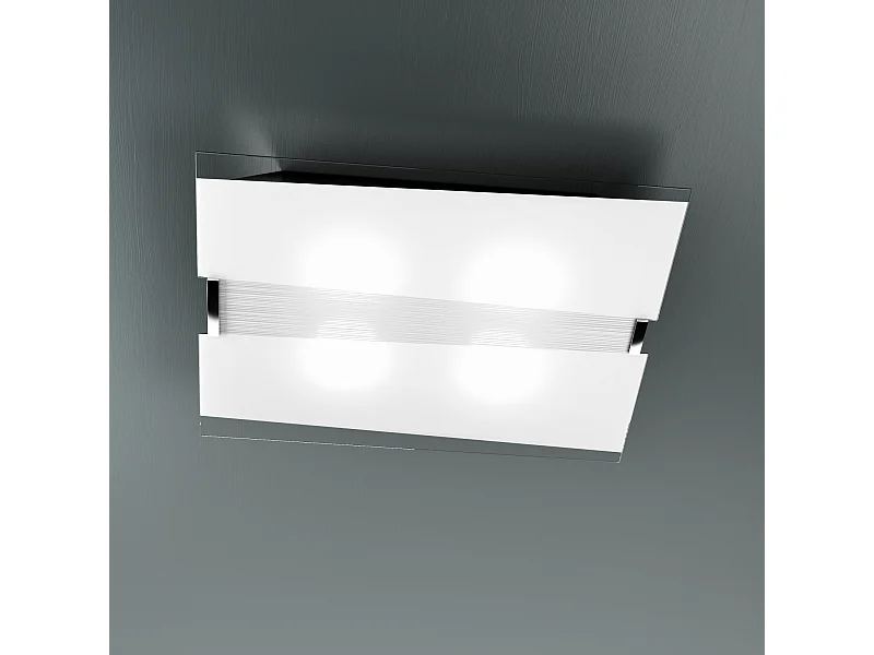 Plafonnier Toplight Mad 4 lumières avec douille E27, structure chromée et blanche, design moderne 70x50x10cm