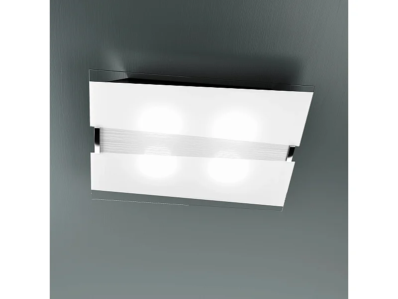 Lámpara de techo Toplight Mad de 4 luces con casquillo E27, estructura cromada y blanca, diseño moderno 70x50x10cm