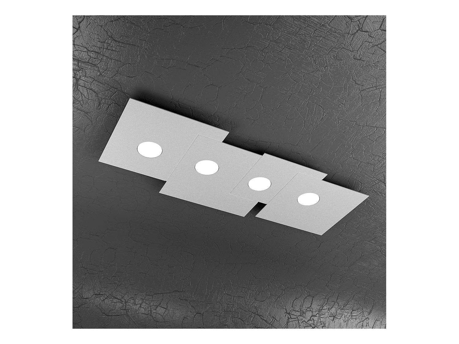 Plafonnier rectangulaire Toplight 4 lumières Plate avec douille GX53, structure grise, design moderne 86x37x3cm