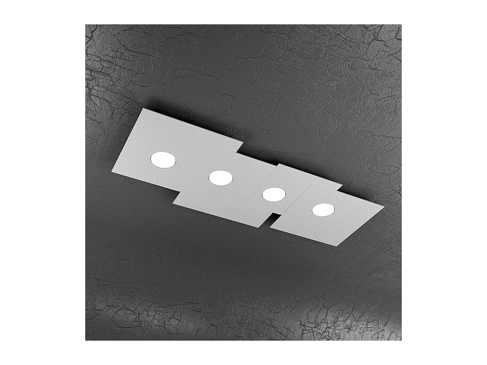 Plafonnier rectangulaire Toplight 4 lumières Plate avec douille GX53, structure grise, design moderne 86x37x3cm