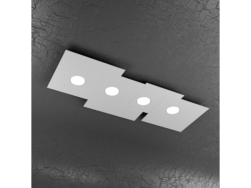 Plafonnier rectangulaire Toplight 4 lumières Plate avec douille GX53, structure grise, design moderne 86x37x3cm