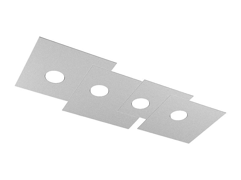 Plafonnier rectangulaire Toplight 4 lumières Plate avec douille GX53, structure grise, design moderne 86x37x3cm