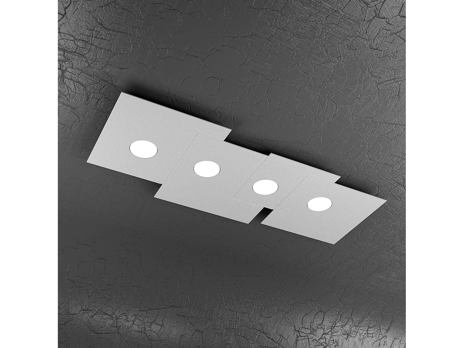 Lampa sufitowa prostokątna Toplight 4-punktowa Plate z oprawką GX53, struktura szara, nowoczesny design 86x37x3cm