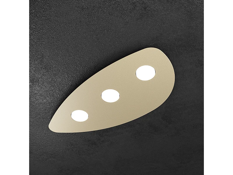 Toplight Shape Deckenleuchte 3 Lichter max 9W mit GX53-Fassung, sandfarbene Struktur, modernes Design 60x38x3cm