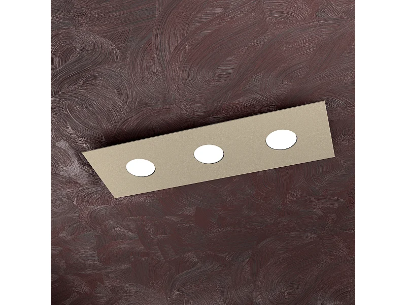 Toplight Area 3-flammige rechteckige Deckenleuchte mit GX53-Fassung, sandfarbene Struktur, modernes Design 60x20x3cm