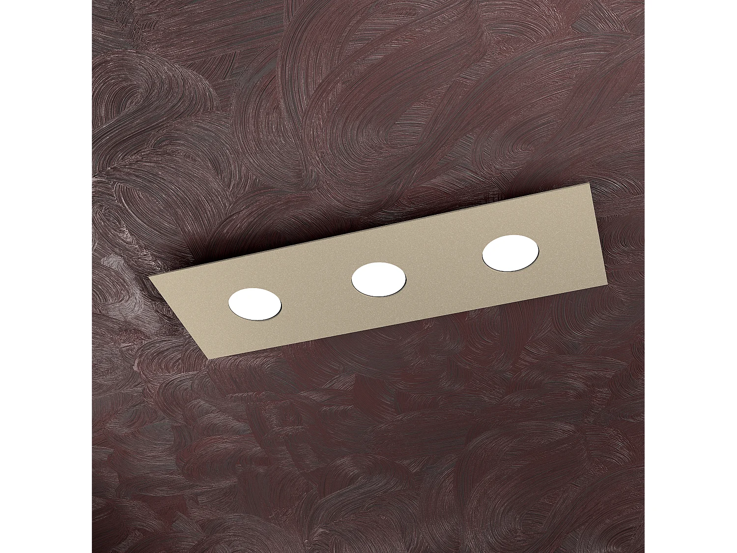 Toplight Area rectangular 3-light ceiling light with GX53 fitting, sand-colored frame, modern design, 60x20x3cm