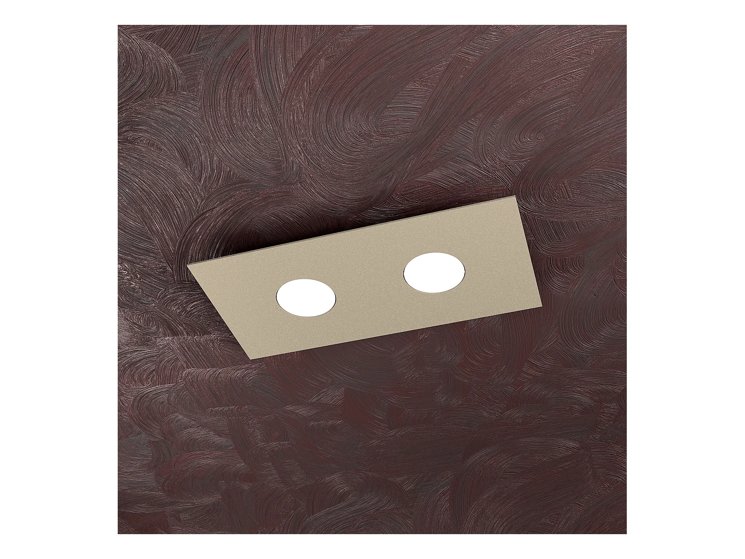 Plafonnier rectangulaire Toplight Area à 2 lumières avec culot GX53, structure couleur sable, design moderne 40x20x3cm