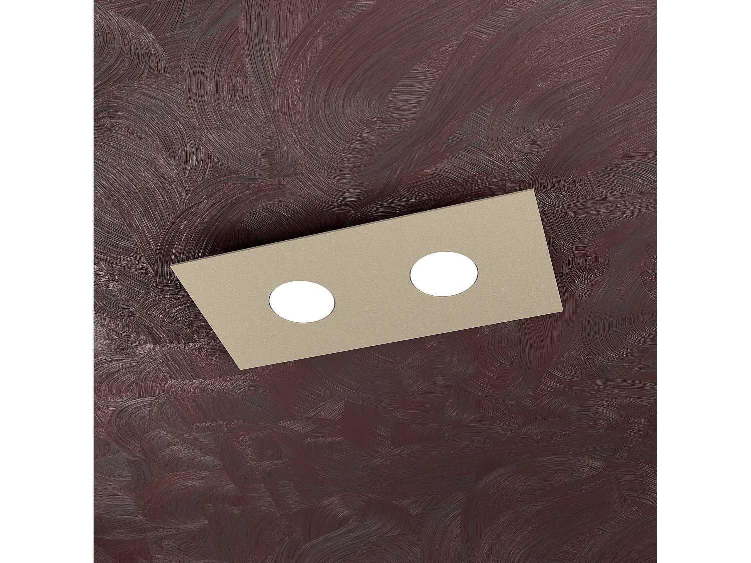 Plafonnier rectangulaire Toplight Area à 2 lumières avec culot GX53, structure couleur sable, design moderne 40x20x3cm