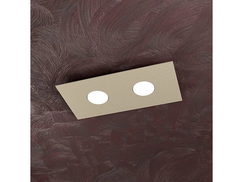 Lámpara de techo rectangular Toplight Area de 2 luces con casquillo GX53, estructura color arena, diseño moderno 40x20x3cm