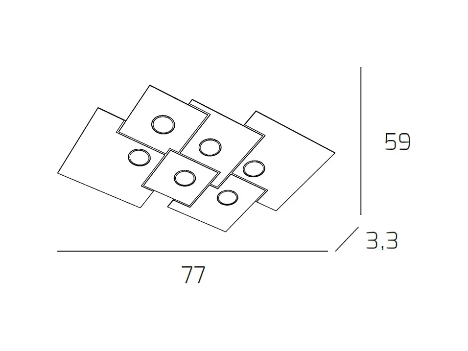 Plafonnier rectangulaire Toplight 6 lumières Plate avec culot GX53, structure anthracite, design moderne 77x59x3cm