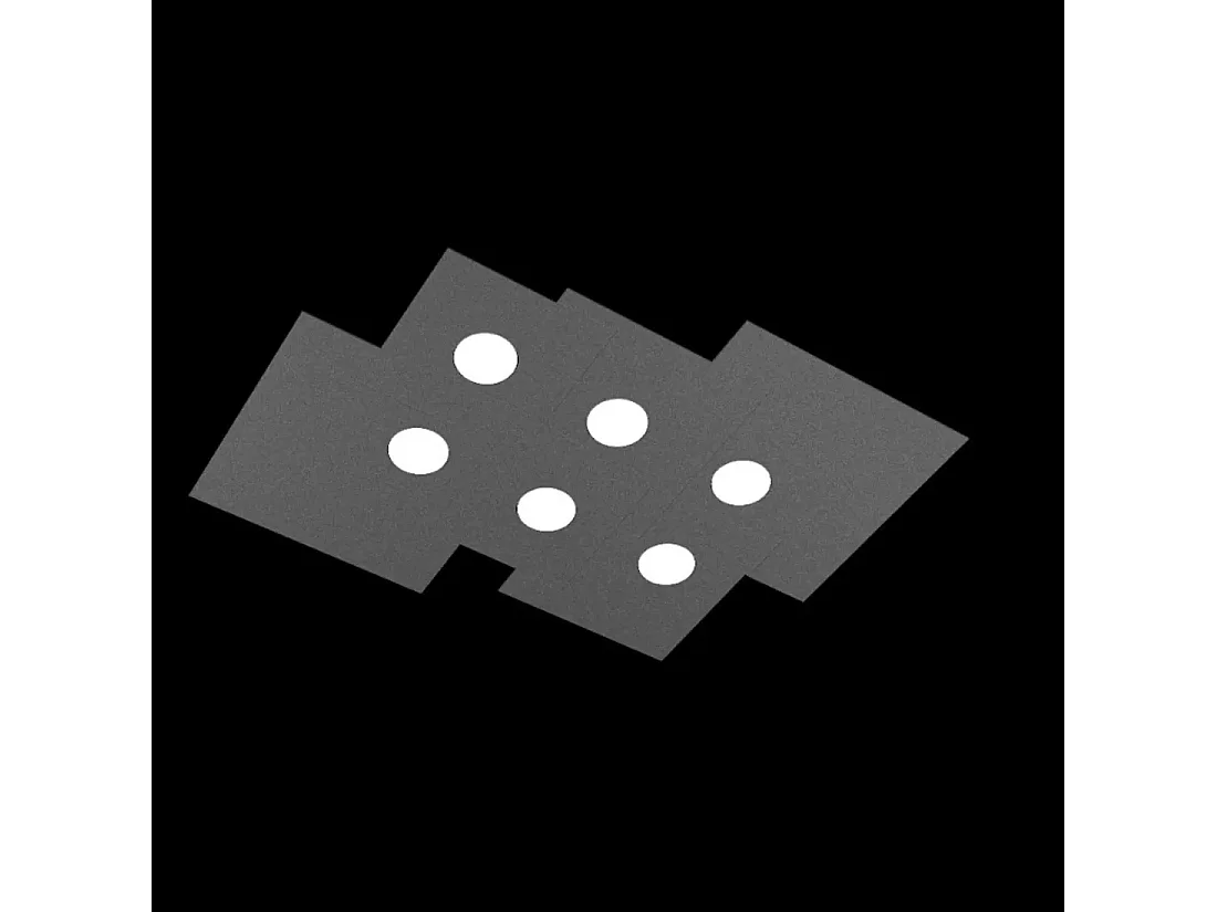 Lámpara de techo rectangular Toplight Plate de 6 luces con casquillo GX53, estructura antracita, diseño moderno 77x59x3cm