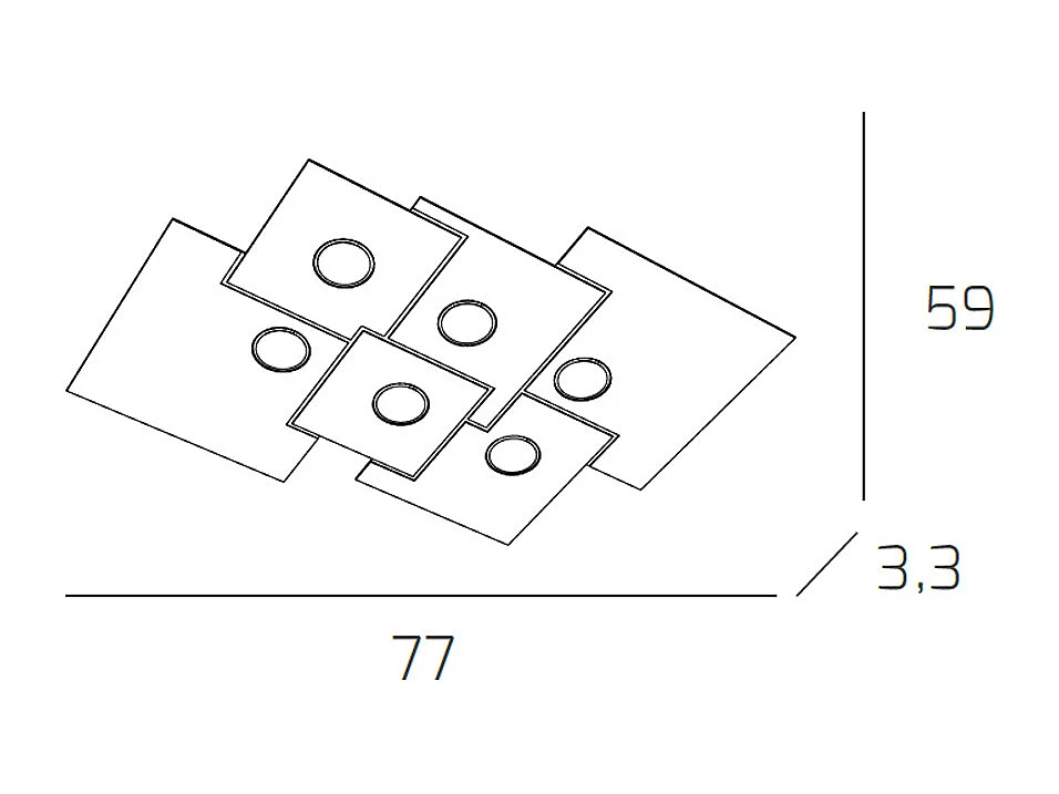 Lámpara de techo rectangular Toplight Plate de 6 luces con casquillo GX53, estructura antracita, diseño moderno 77x59x3cm