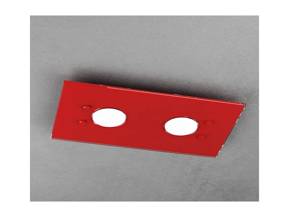 Plafonnier rectangulaire Toplight Path à 2 lumières avec culot GX53, structure rouge, design moderne 40x20x3cm
