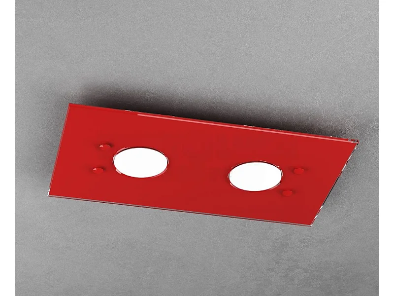 Toplight 2-lichts rechthoekige plafondlamp Path met GX53 fitting, rode structuur, modern design 40x20x3cm