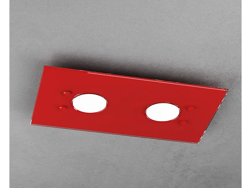 Toplight 2-lichts rechthoekige plafondlamp Path met GX53 fitting, rode structuur, modern design 40x20x3cm
