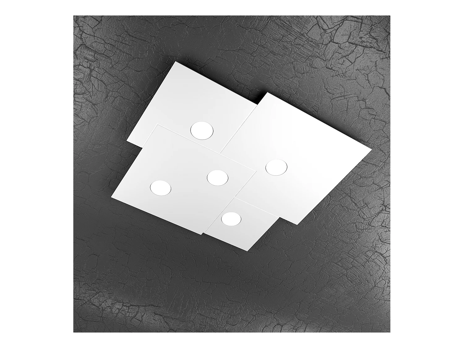 Toplight 5-flammige quadratische Deckenleuchte Platte mit GX53-Fassung, weiße Struktur, modernes Design 73x67x3cm