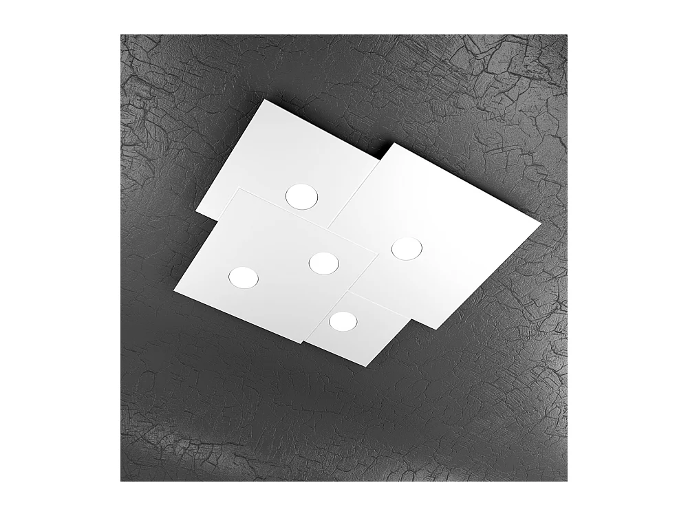 Toplight 5-flammige quadratische Deckenleuchte Platte mit GX53-Fassung, weiße Struktur, modernes Design 73x67x3cm