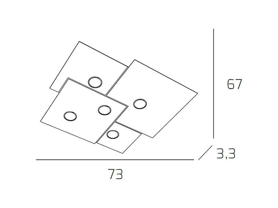Toplight 5-flammige quadratische Deckenleuchte Platte mit GX53-Fassung, weiße Struktur, modernes Design 73x67x3cm