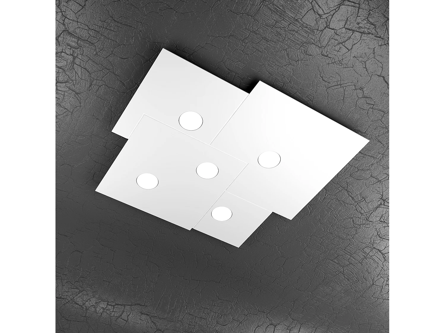 Lampa sufitowa kwadratowa Toplight 5-punktowa Plate z gniazdem GX53, biała struktura, nowoczesny design 73x67x3cm