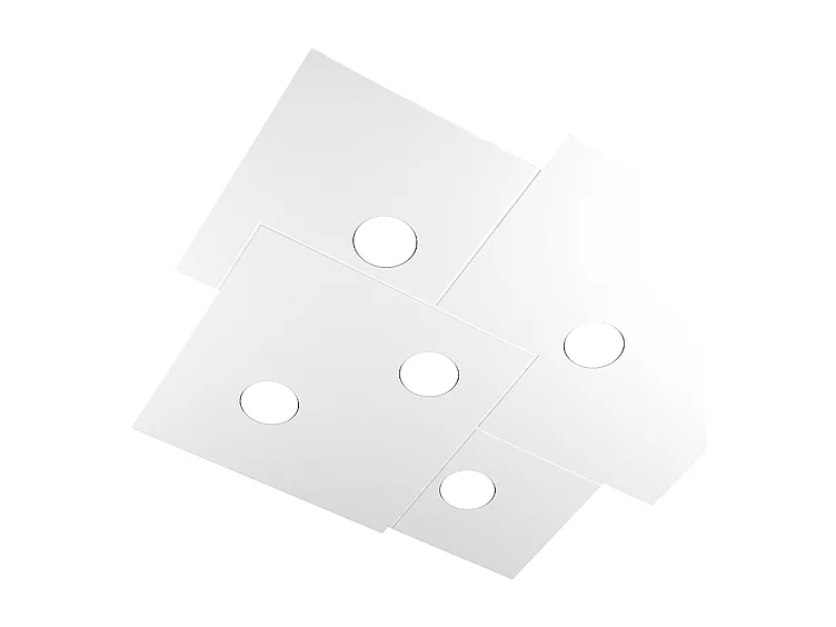 Plafonnier carré Toplight 5 lumières Plate avec douille GX53, structure blanche, design moderne 73x67x3cm