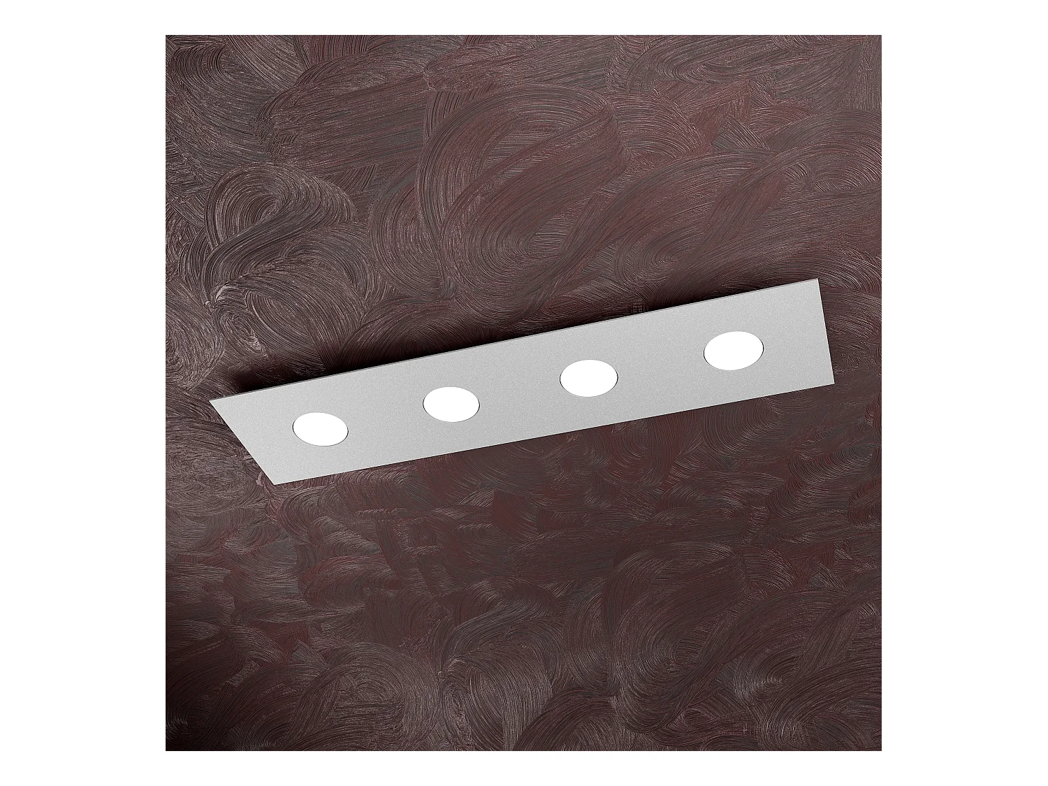 Plafonnier rectangulaire Toplight Area 4 lumières avec culot GX53, structure grise, design moderne 80x20x3cm