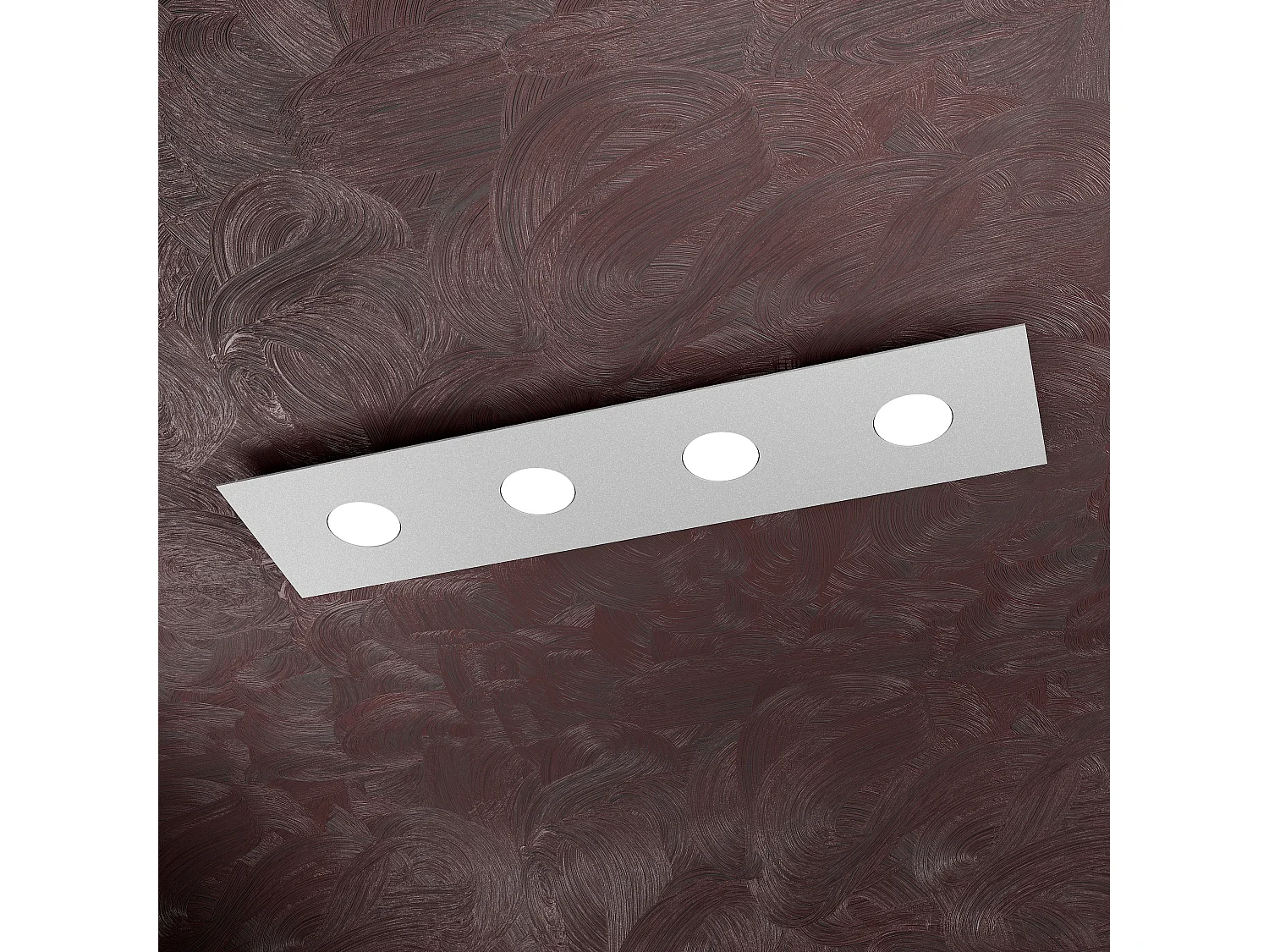 Plafonnier rectangulaire Toplight Area 4 lumières avec culot GX53, structure grise, design moderne 80x20x3cm