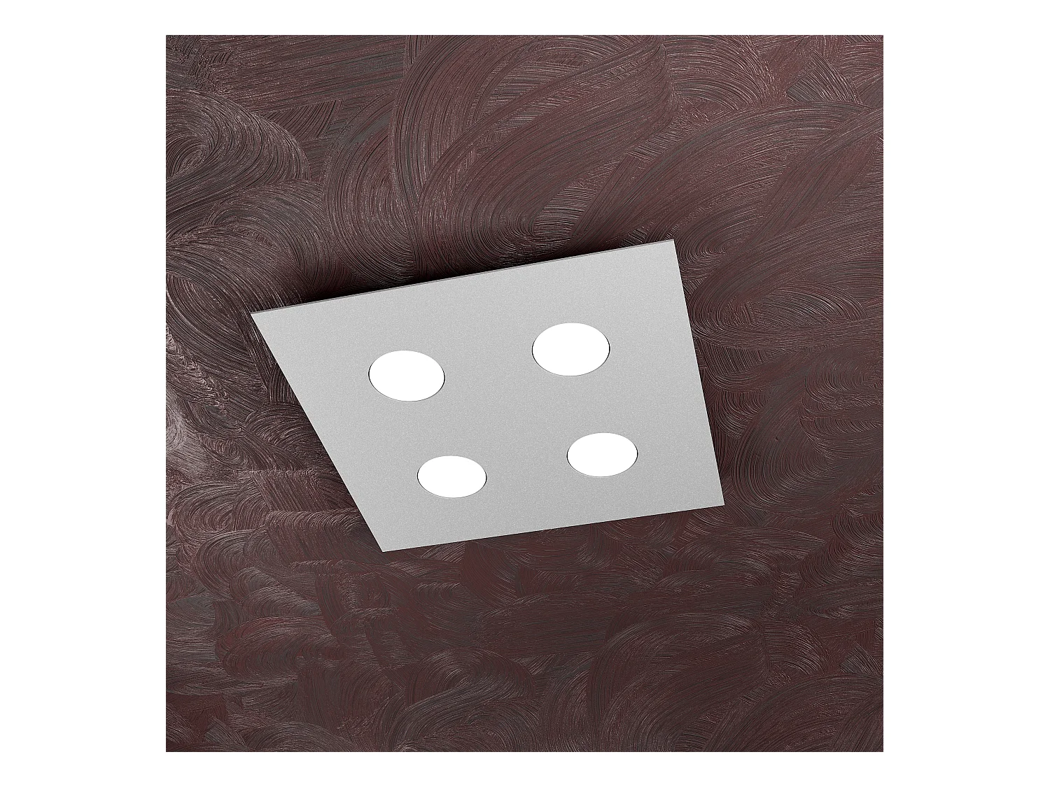 Plafonnier carré Toplight Area 4 lumières avec culot GX53, structure grise, design moderne 40x40x3cm