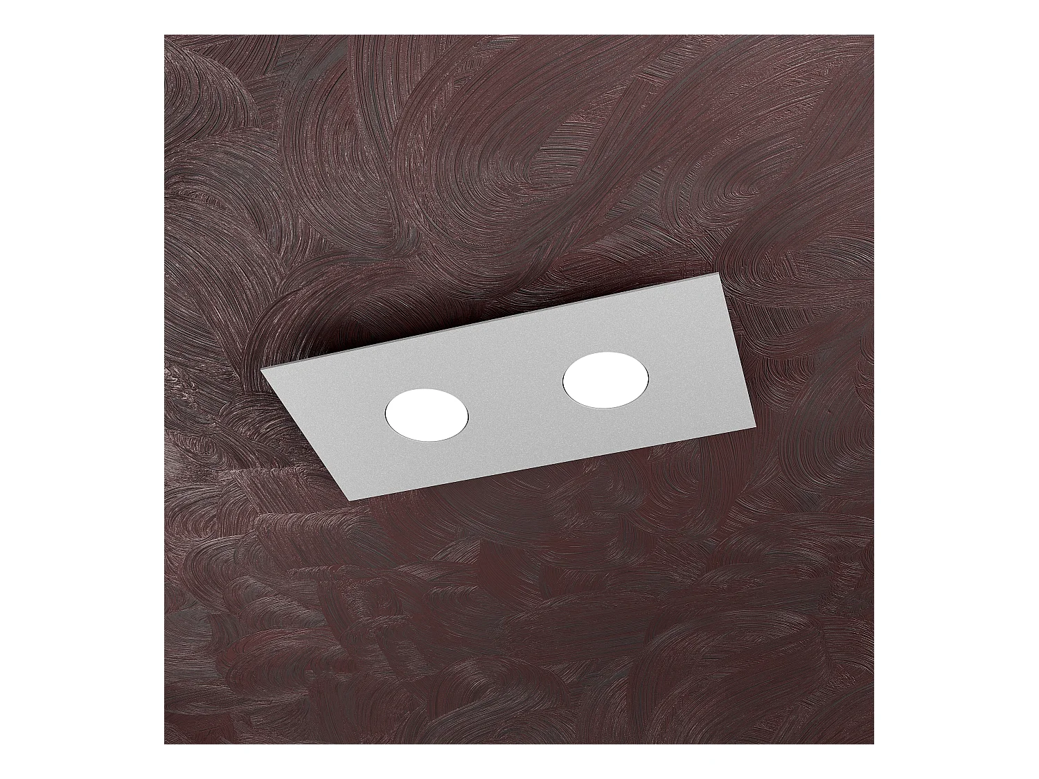 Plafonnier rectangulaire Toplight Area à 2 lumières avec culot GX53, structure grise, design moderne 40x20x3cm