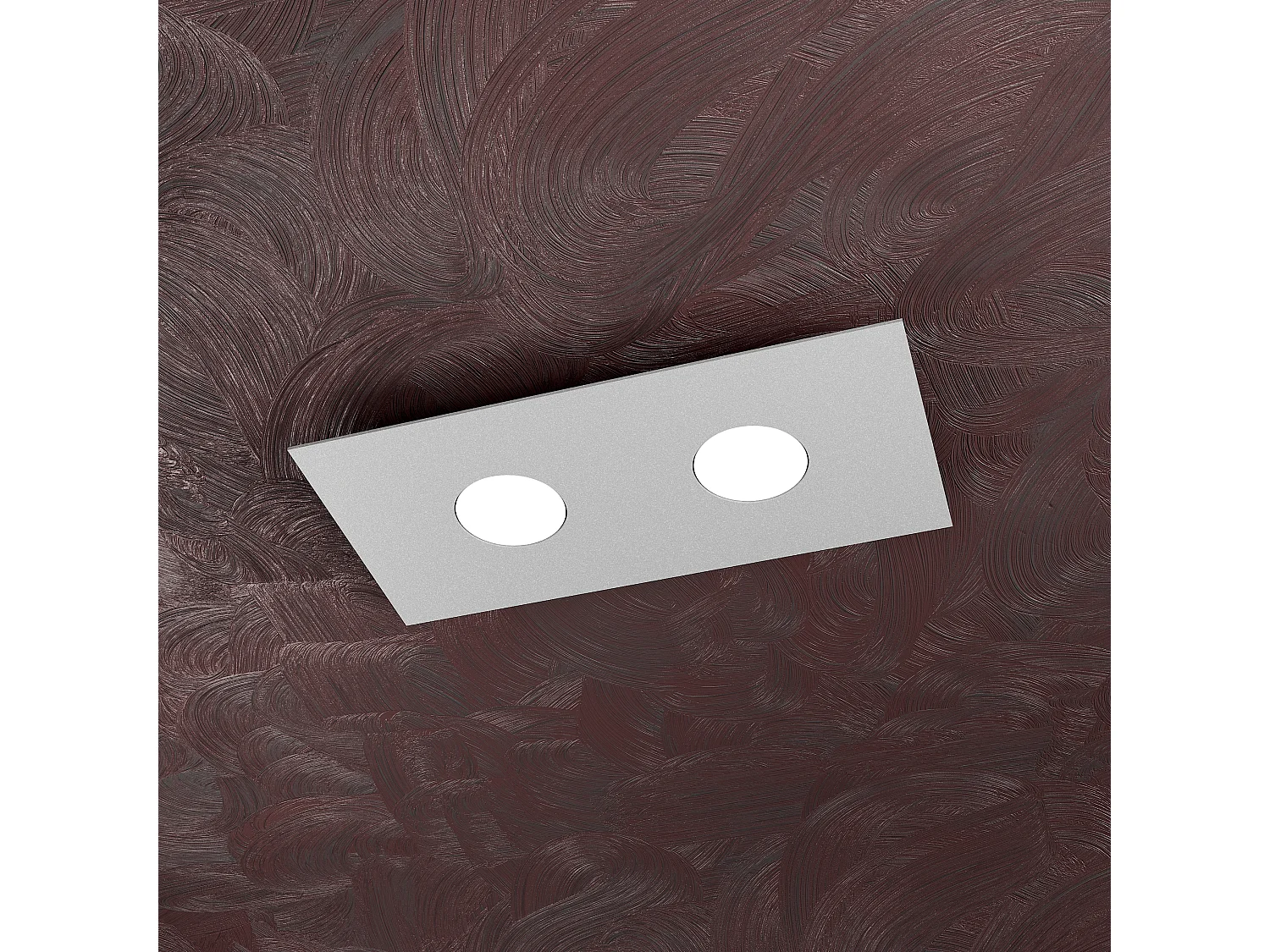 Plafonnier rectangulaire Toplight Area à 2 lumières avec culot GX53, structure grise, design moderne 40x20x3cm