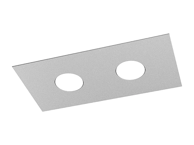 Plafonnier rectangulaire Toplight Area à 2 lumières avec culot GX53, structure grise, design moderne 40x20x3cm