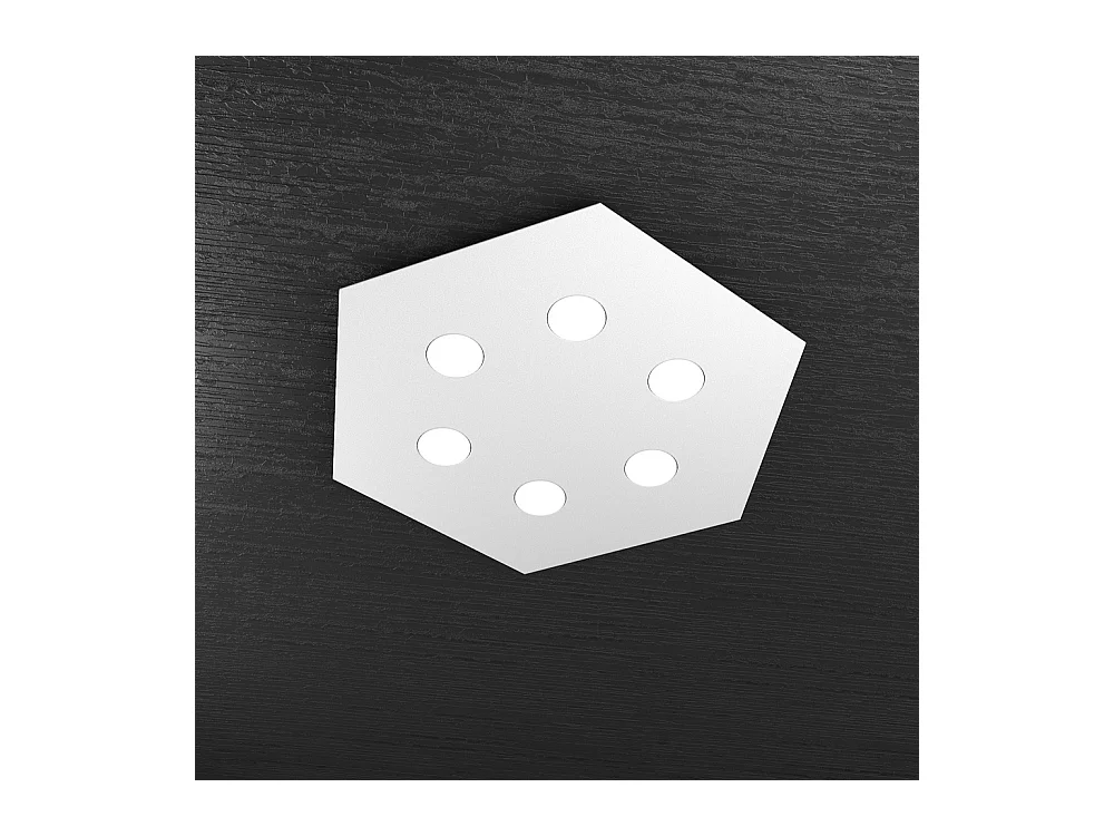 Plafonnier Hexagonal Toplight Hexagon 6 lumières max 9W avec douille GX53, structure grise, design moderne 60x69x3cm