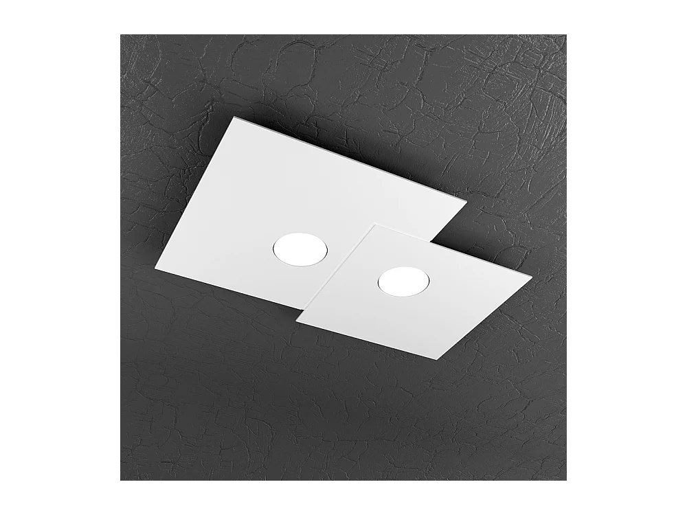 Toplight 2-flammige quadratische Deckenleuchte Platte mit GX53-Fassung, weiße Struktur, modernes Design 50x35x3cm