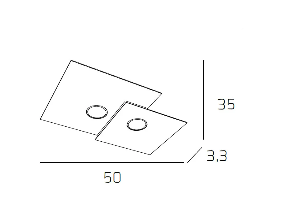 Toplight 2-flammige quadratische Deckenleuchte Platte mit GX53-Fassung, weiße Struktur, modernes Design 50x35x3cm