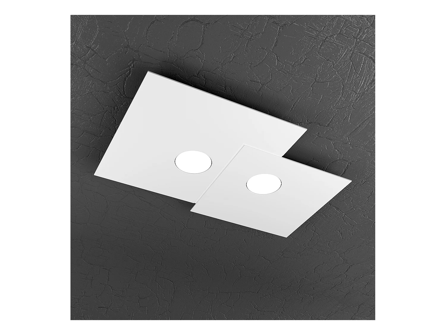 Plafonnier carré Toplight 2 lumières Plate avec douille GX53, structure blanche, design moderne 50x35x3cm