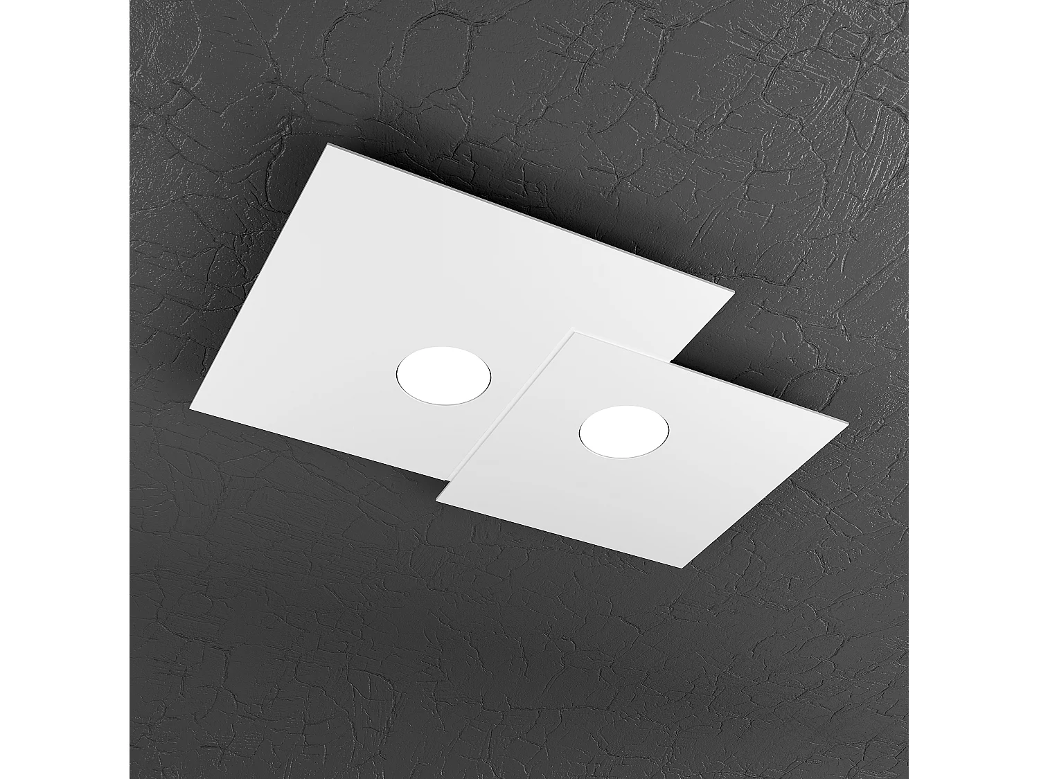Lampa sufitowa kwadratowa Toplight 2-punktowa Plate z gniazdem GX53, biała struktura, nowoczesny design 50x35x3cm