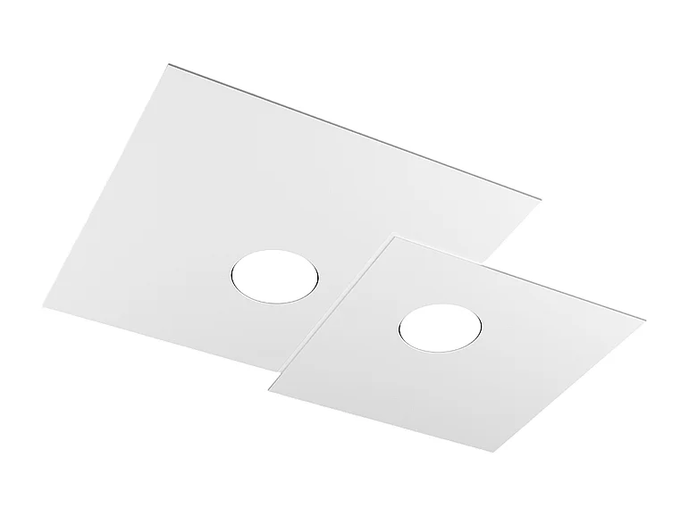 Plafonnier carré Toplight 2 lumières Plate avec douille GX53, structure blanche, design moderne 50x35x3cm